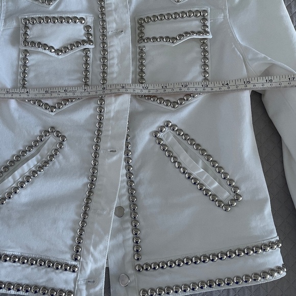 A.L.C STUDDED JACKET WHITE DENIM - Picture 6 of 13